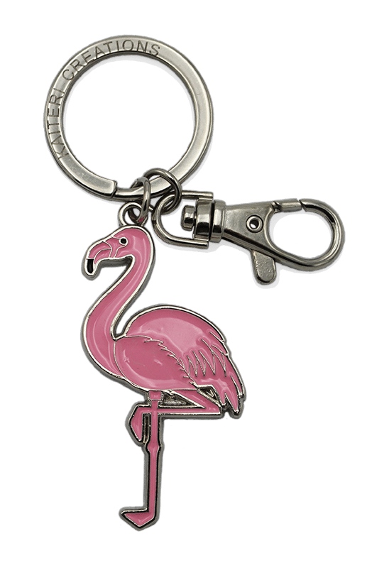 porte-clés métal flamant rose