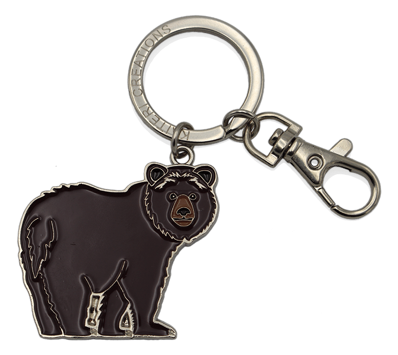 porte-clés métal ours brun