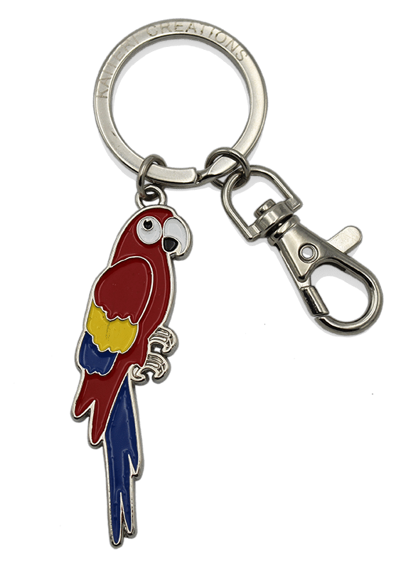 porte-clés métal perroquet ara rouge