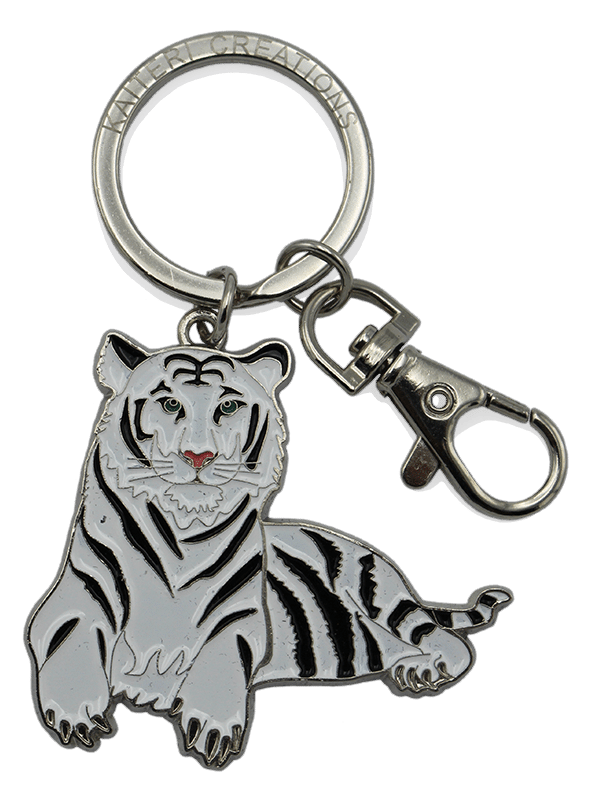 porte-clés métal tigre blanc