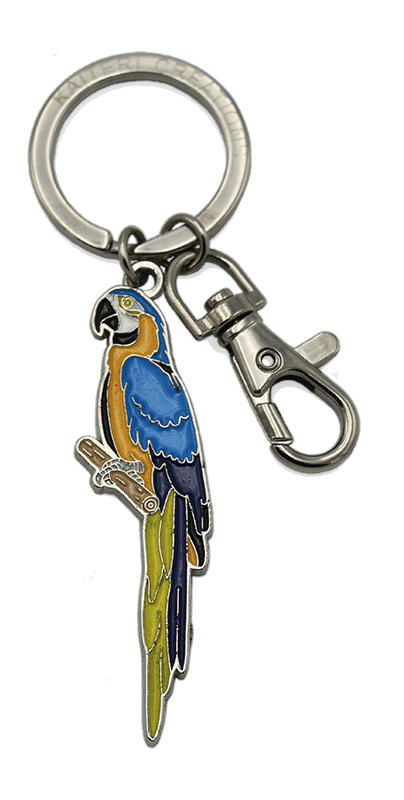 porte-clés métal perroquet ara bleu
